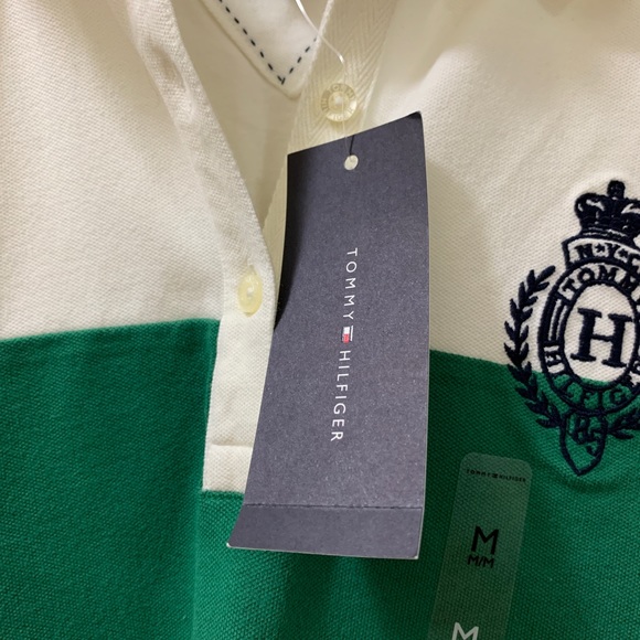 Tommy Hilfiger Emblem Polo T-Shirt - White/Green/Navy - Picture 5 of 8
